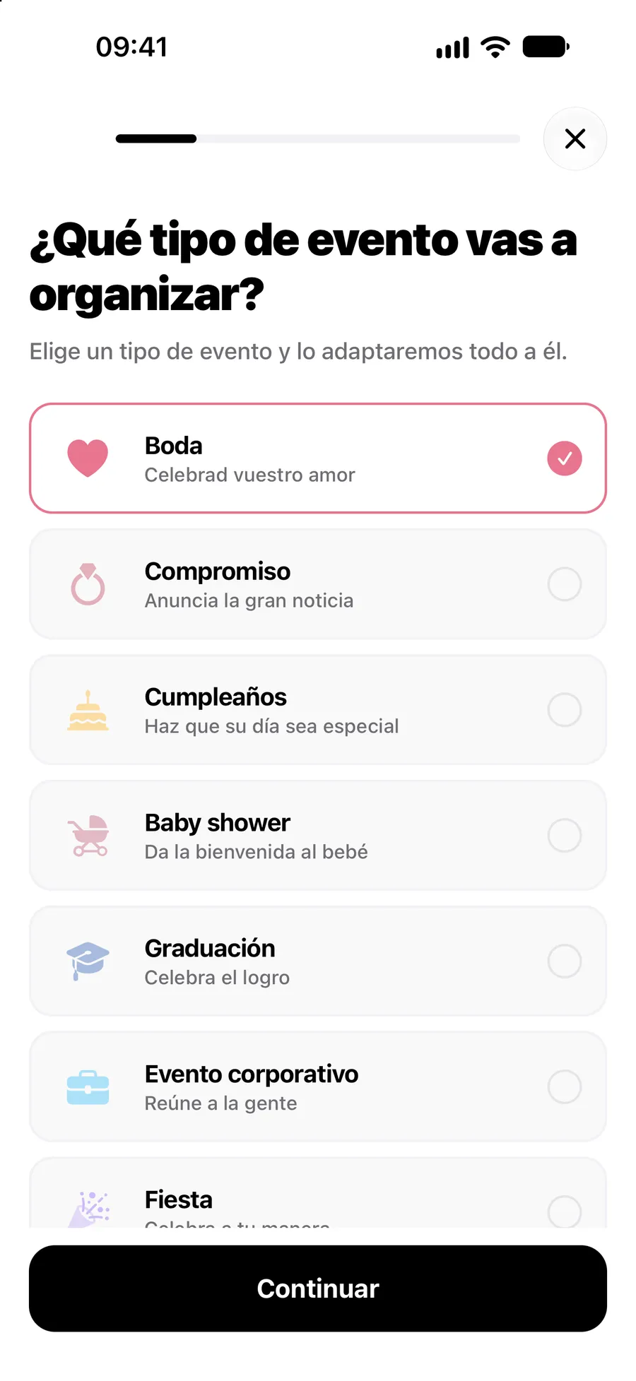 Crear un evento en la app de Vowly Event